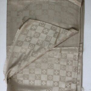Louis Vuitton Stole Shawl Wrap 65% Cashmere 35% Silk Light Gold Used